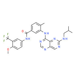 ChemSpider 2D Image | 3-{[6-(Isobutylamino)pyrimido[5,4-d]pyrimidin-4-yl]amino}-N-[4-methoxy-3-(trifluoromethyl)phenyl]-4-methylbenzamide | C26H26F3N7O2