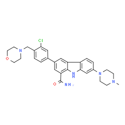 ChemSpider 2D Image | 3-[3-Chloro-4-(4-morpholinylmethyl)phenyl]-7-(4-methyl-1-piperazinyl)-9H-carbazole-1-carboxamide | C29H32ClN5O2