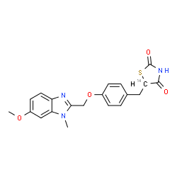 ChemSpider 2D Image | 5-{4-[(6-Methoxy-1-methyl-1H-benzimidazol-2-yl)methoxy]benzyl}(5-~14~C)-1,3-thiazolidine-2,4-dione | C1914CH19N3O4S