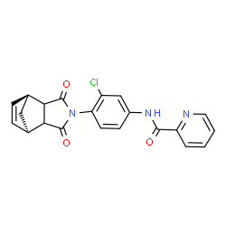 ChemSpider 2D Image | N-{3-Chloro-4-[(1R,7S)-3,5-dioxo-4-azatricyclo[5.2.1.0~2,6~]dec-8-en-4-yl]phenyl}-2-pyridinecarboxamide | C21H16ClN3O3