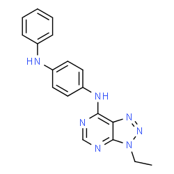ChemSpider 2D Image | N-(3-Ethyl-3H-[1,2,3]triazolo[4,5-d]pyrimidin-7-yl)-N'-phenyl-1,4-benzenediamine | C18H17N7