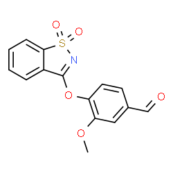 ChemSpider 2D Image | 4-[(1,1-Dioxido-1,2-benzothiazol-3-yl)oxy]-3-methoxybenzaldehyde | C15H11NO5S