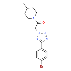 ChemSpider 2D Image | 2-[5-(4-Bromophenyl)-2H-tetrazol-2-yl]-1-(4-methyl-1-piperidinyl)ethanone | C15H18BrN5O