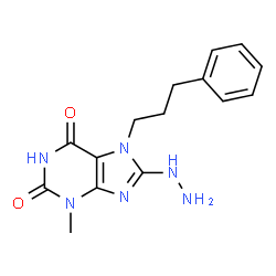 ChemSpider 2D Image | 8-Hydrazino-3-methyl-7-(3-phenylpropyl)-3,7-dihydro-1H-purine-2,6-dione | C15H18N6O2