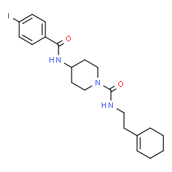 ChemSpider 2D Image | N-[2-(1-Cyclohexen-1-yl)ethyl]-4-[(4-iodobenzoyl)amino]-1-piperidinecarboxamide | C21H28IN3O2