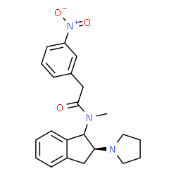 ChemSpider 2D Image | N-Methyl-2-(3-nitrophenyl)-N-[(2S)-2-(1-pyrrolidinyl)-2,3-dihydro-1H-inden-1-yl]acetamide | C22H25N3O3
