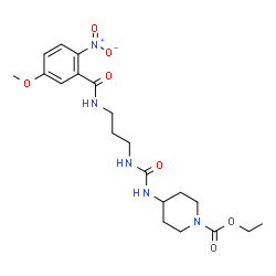 ChemSpider 2D Image | Ethyl 4-[({3-[(5-methoxy-2-nitrobenzoyl)amino]propyl}carbamoyl)amino]-1-piperidinecarboxylate | C20H29N5O7