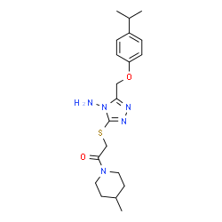 ChemSpider 2D Image | 2-({4-Amino-5-[(4-isopropylphenoxy)methyl]-4H-1,2,4-triazol-3-yl}sulfanyl)-1-(4-methyl-1-piperidinyl)ethanone | C20H29N5O2S