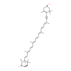 ChemSpider 2D Image | (3S,3'R,5R,6S)-3'-Hydroxy-7',8'-didehydro-5,6-dihydro-3,6-epoxy-beta,beta-caroten-4-one | C40H52O3
