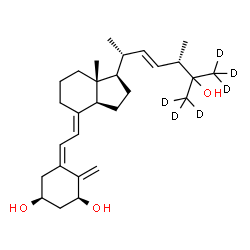 ChemSpider 2D Image | (1S,3S,5Z,7E,22E)-(26,26,26,27,27,27-~2~H_6_)-9,10-Secoergosta-5,7,10,22-tetraene-1,3,25-triol | C28H38D6O3