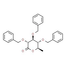 ChemSpider 2D Image | (3R,4S,5R,6R)-3,4,5-Tris(benzyloxy)-6-methyltetrahydro-2H-pyran-2-one (non-preferred name) | C27H28O5