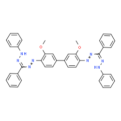 ChemSpider 2D Image | (E,E)-1,1'-(3,3'-Dimethoxy-4,4'-biphenyldiyl)bis{[(Z)-phenyl(phenylhydrazono)methyl]diazene} | C40H34N8O2