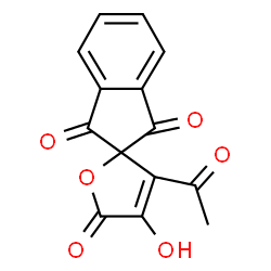 ChemSpider 2D Image | 3-Acetyl-4-hydroxy-5H-spiro[furan-2,2'-indene]-1',3',5-trione | C14H8O6