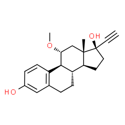 ChemSpider 2D Image | (11alpha,17alpha)-11-Methoxy-19-norpregna-1,3,5(10)-trien-20-yne-3,17-diol | C21H26O3