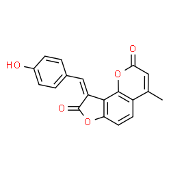 ChemSpider 2D Image | 9-(4-Hydroxy-benzylidene)-4-methyl-2H-furo[2,3-h]chromene-2,8(9H)-dione | C19H12O5