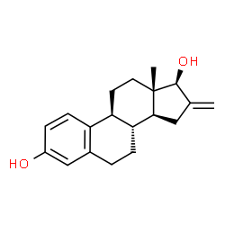 ChemSpider 2D Image | 16-Methyleneestra-1,3,5(10)-triene-3,17beta-diol | C19H24O2