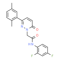 ChemSpider 2D Image | N-(2,4-Difluorophenyl)-2-[3-(2,5-dimethylphenyl)-6-oxo-1(6H)-pyridazinyl]acetamide | C20H17F2N3O2