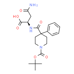 ChemSpider 2D Image | N~2~-[(1-{[(2-Methyl-2-propanyl)oxy]carbonyl}-4-phenyl-4-piperidinyl)carbonyl]-D-asparagine | C21H29N3O6