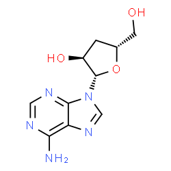 ChemSpider 2D Image | 9-(3-Deoxy-beta-L-erythro-pentofuranosyl)-9H-purin-6-amine | C10H13N5O3