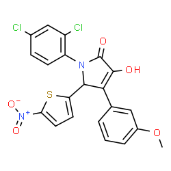 ChemSpider 2D Image | 1-(2,4-Dichlorophenyl)-3-hydroxy-4-(3-methoxyphenyl)-5-(5-nitro-2-thienyl)-1,5-dihydro-2H-pyrrol-2-one | C21H14Cl2N2O5S