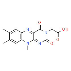 ChemSpider 2D Image | (7,8,10-Trimethyl-2,4-dioxo-4,10-dihydrobenzo[g]pteridin-3(2H)-yl)acetic acid | C15H14N4O4