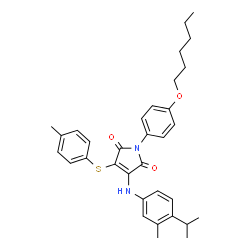 ChemSpider 2D Image | 1-[4-(Hexyloxy)phenyl]-3-[(4-isopropyl-3-methylphenyl)amino]-4-[(4-methylphenyl)sulfanyl]-1H-pyrrole-2,5-dione | C33H38N2O3S
