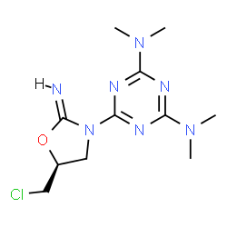 ChemSpider 2D Image | 6-[(2Z,5S)-5-(Chloromethyl)-2-imino-1,3-oxazolidin-3-yl]-N,N,N',N'-tetramethyl-1,3,5-triazine-2,4-diamine | C11H18ClN7O