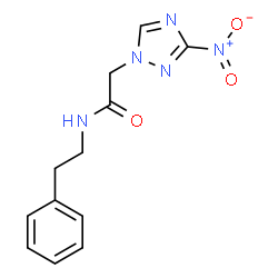 ChemSpider 2D Image | 2-(3-Nitro-1H-1,2,4-triazol-1-yl)-N-(2-phenylethyl)acetamide | C12H13N5O3