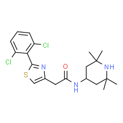 ChemSpider 2D Image | 2-[2-(2,6-Dichlorophenyl)-1,3-thiazol-4-yl]-N-(2,2,6,6-tetramethyl-4-piperidinyl)acetamide | C20H25Cl2N3OS