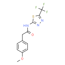 ChemSpider 2D Image | 2-(4-Methoxyphenyl)-N-[5-(trifluoromethyl)-1,3,4-thiadiazol-2-yl]acetamide | C12H10F3N3O2S