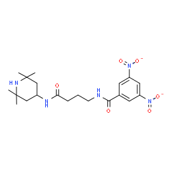 ChemSpider 2D Image | 3,5-Dinitro-N-{4-oxo-4-[(2,2,6,6-tetramethyl-4-piperidinyl)amino]butyl}benzamide | C20H29N5O6