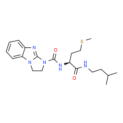 ChemSpider 2D Image | N-[(2S)-1-[(3-Methylbutyl)amino]-4-(methylsulfanyl)-1-oxo-2-butanyl]-2,3-dihydro-1H-imidazo[1,2-a]benzimidazole-1-carboxamide | C20H29N5O2S
