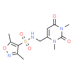 ChemSpider 2D Image | N-[(1,3-Dimethyl-2,6-dioxo-1,2,3,6-tetrahydro-4-pyrimidinyl)methyl]-3,5-dimethyl-1,2-oxazole-4-sulfonamide | C12H16N4O5S