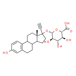 ChemSpider 2D Image | (8xi,9xi,14xi,17xi)-3-Hydroxy-19-norpregna-1,3,5(10)-trien-20-yn-17-yl beta-D-glucopyranosiduronic acid | C26H32O8