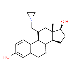 ChemSpider 2D Image | (17beta)-11-(1-Aziridinylmethyl)estra-1,3,5(10)-triene-3,17-diol | C21H29NO2