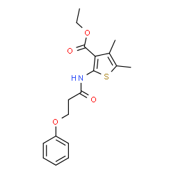 ChemSpider 2D Image | Ethyl 4,5-dimethyl-2-[(3-phenoxypropanoyl)amino]-3-thiophenecarboxylate | C18H21NO4S