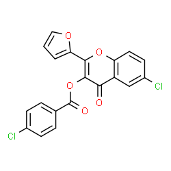 ChemSpider 2D Image | 6-Chloro-2-(2-furyl)-4-oxo-4H-chromen-3-yl 4-chlorobenzoate | C20H10Cl2O5