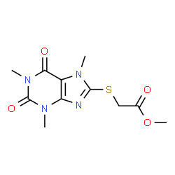 ChemSpider 2D Image | Methyl [(1,3,7-trimethyl-2,6-dioxo-2,3,6,7-tetrahydro-1H-purin-8-yl)sulfanyl]acetate | C11H14N4O4S