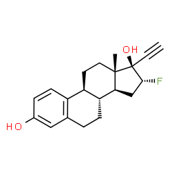 ChemSpider 2D Image | (16alpha,17alpha)-16-Fluoro-19-norpregna-1,3,5(10)-trien-20-yne-3,17-diol | C20H23FO2