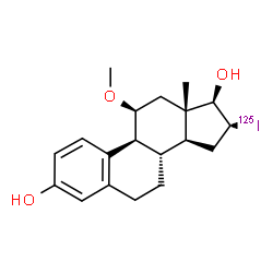 ChemSpider 2D Image | (11beta,16alpha,17beta)-16-(~125~I)Iodo-11-methoxyestra-1,3,5(10)-triene-3,17-diol | C19H25125IO3