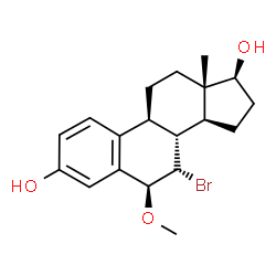 ChemSpider 2D Image | (6beta,7alpha,17beta)-7-Bromo-6-methoxyestra-1,3,5(10)-triene-3,17-diol | C19H25BrO3