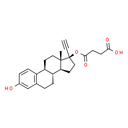 ChemSpider 2D Image | 4-{[(17alpha)-3-Hydroxy-19-norpregna-1,3,5(10)-trien-20-yn-17-yl]oxy}-4-oxobutanoic acid | C24H28O5