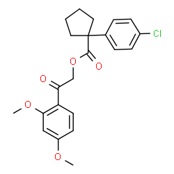 ChemSpider 2D Image | 2-(2,4-Dimethoxyphenyl)-2-oxoethyl 1-(4-chlorophenyl)cyclopentanecarboxylate | C22H23ClO5