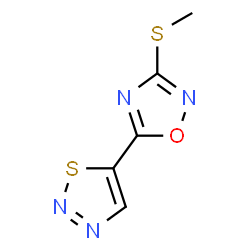 ChemSpider 2D Image | 3-(Methylsulfanyl)-5-(1,2,3-thiadiazol-5-yl)-1,2,4-oxadiazole | C5H4N4OS2