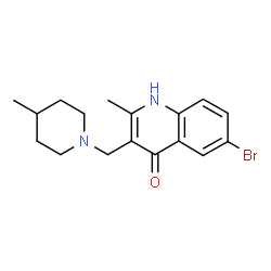 ChemSpider 2D Image | 6-Bromo-2-methyl-3-[(4-methylpiperidin-1-yl)methyl]quinolin-4-ol | C17H21BrN2O
