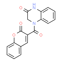 ChemSpider 2D Image | 4-[(2-Oxo-2H-chromen-3-yl)carbonyl]-3,4-dihydro-2(1H)-quinoxalinone | C18H12N2O4