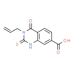 ChemSpider 2D Image | 3-allyl-2-mercapto-4-oxo-3,4-dihydroquinazoline-7-carboxylic acid | C12H10N2O3S