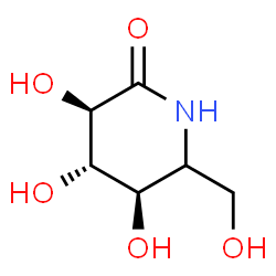 ChemSpider 2D Image | (3R,4S,5R)-3,4,5-Trihydroxy-6-(hydroxymethyl)-2-piperidinone | C6H11NO5