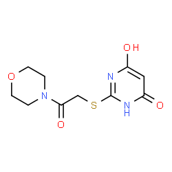 ChemSpider 2D Image | 6-Hydroxy-2-{[2-(4-morpholinyl)-2-oxoethyl]sulfanyl}-4(3H)-pyrimidinone | C10H13N3O4S