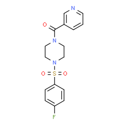 ChemSpider 2D Image | {4-[(4-Fluorophenyl)sulfonyl]-1-piperazinyl}(3-pyridinyl)methanone | C16H16FN3O3S
